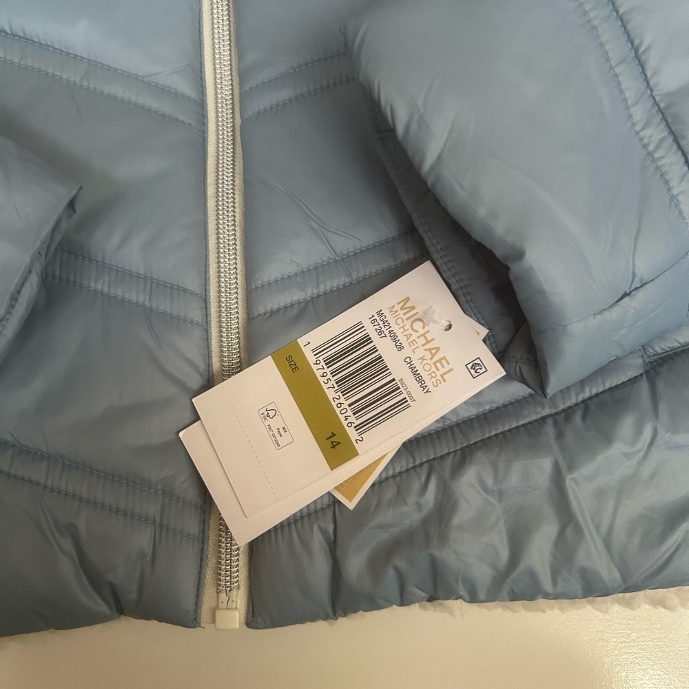 Michael Kors Kids Light Blue Puffer Jacket - Picture 3 of 6